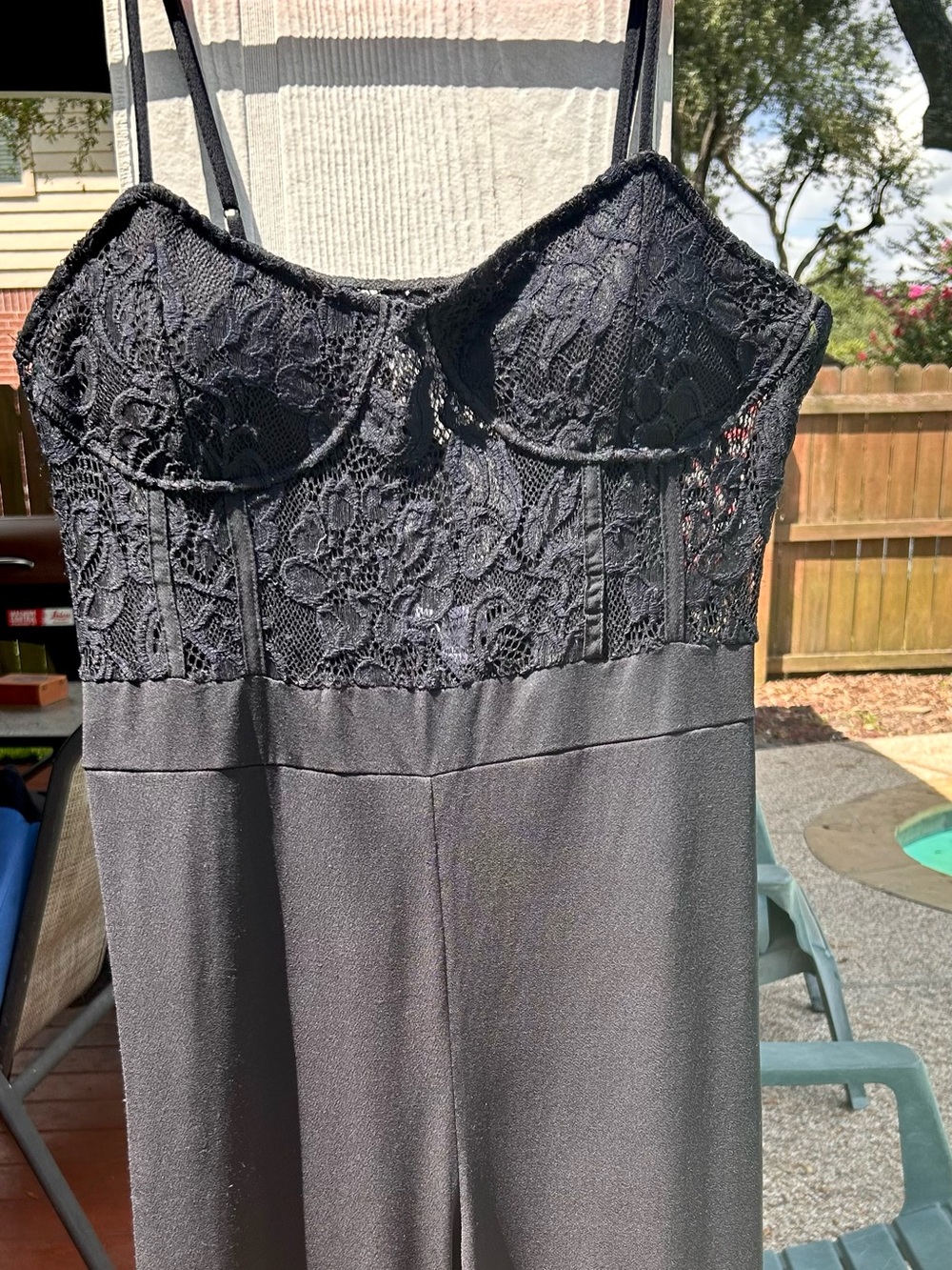 Black Lace-Top Jumpsuit - Women